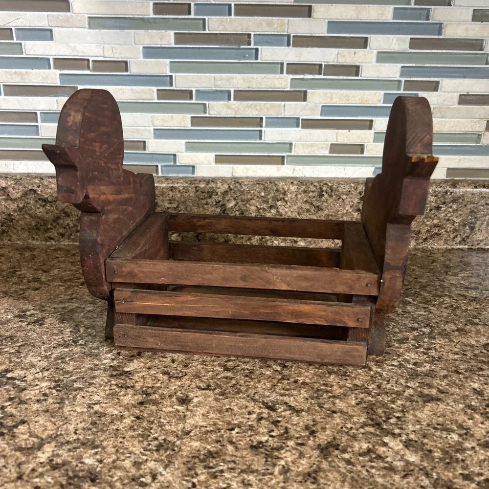 Vintage Chick Basket Storage Decorative Use Wooden Rustic Cottage Retro